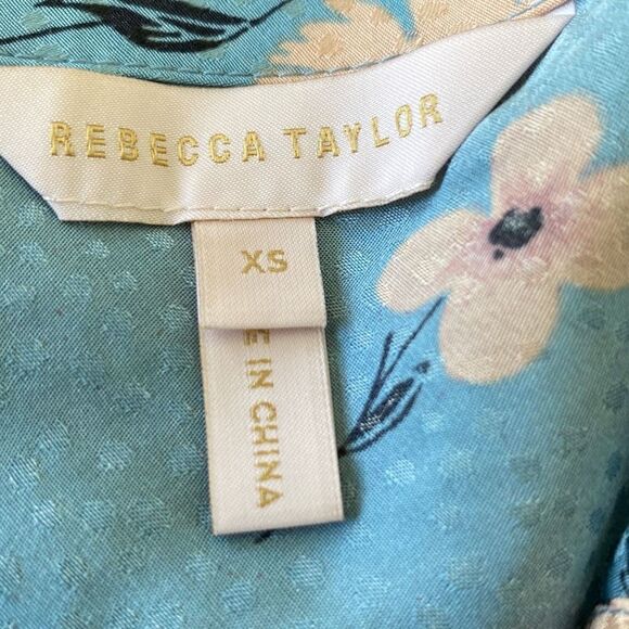 Rebecca Taylor Daniela Silk Blend Sleeveless Floral Blouse Tank Top Blue XS - Picture 10 of 13